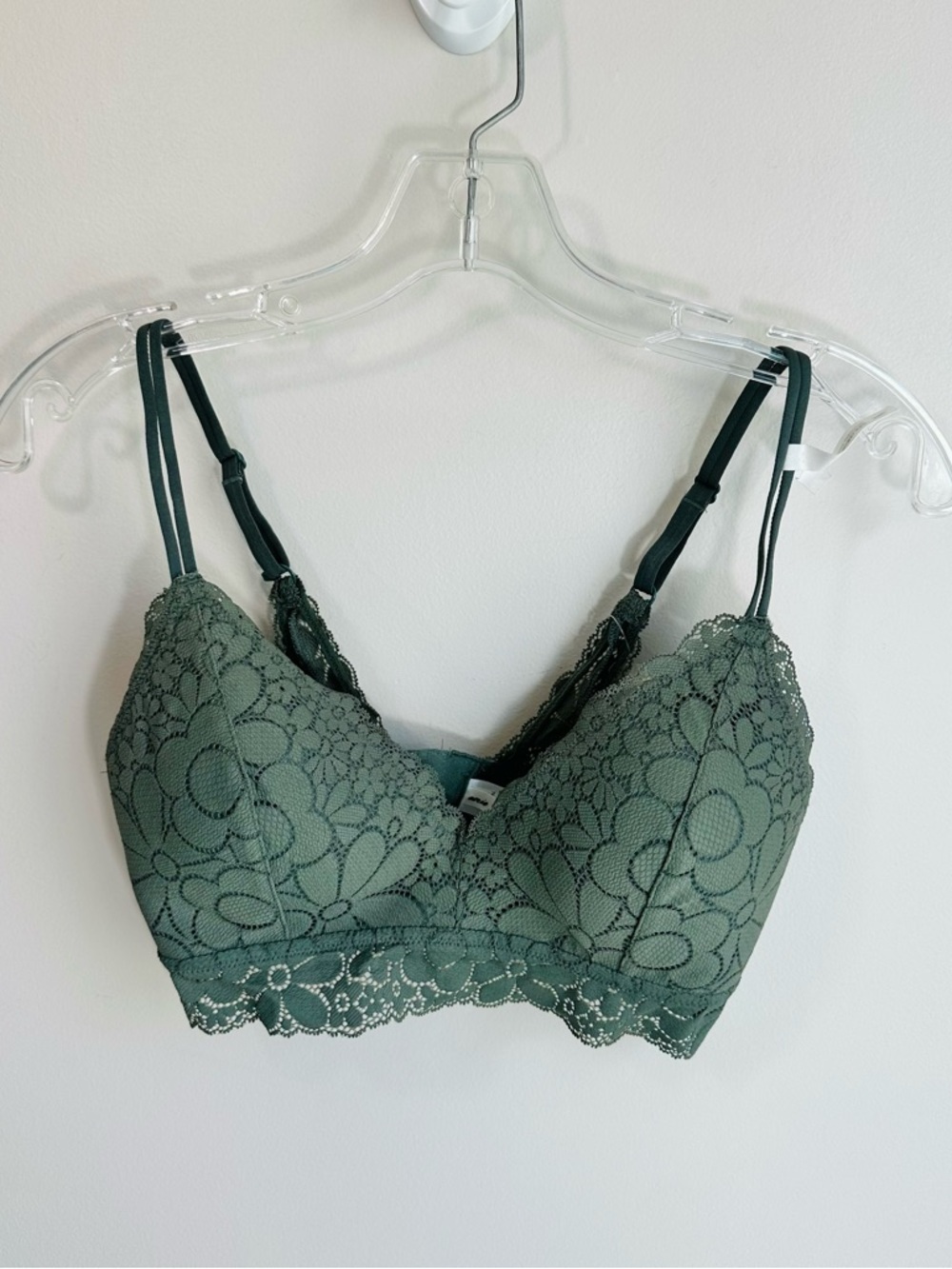 NWT Aerie Real Happy Lightly Lined Wireless Candy Lace Bra Royal Palm Size 34C - Picture 2 of 15